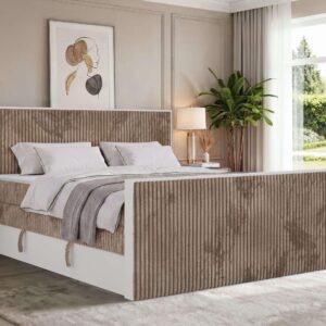 wohnli-moebel-suche-800001965186-1 BOXSPRINGBETT TRAVIT KING DUO 140/200 - Braun Cord - Topper T25 - H3 Textil MKS Möbel > Betten > Boxspringbetten Braun