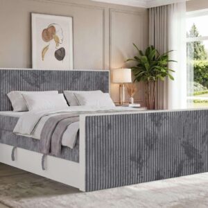 wohnli-moebel-suche-800001965215-1 BOXSPRINGBETT TRAVIT KING DUO 180/200 - Grau Cord - Topper T25 - H3 Textil MKS Möbel > Betten > Boxspringbetten Grau