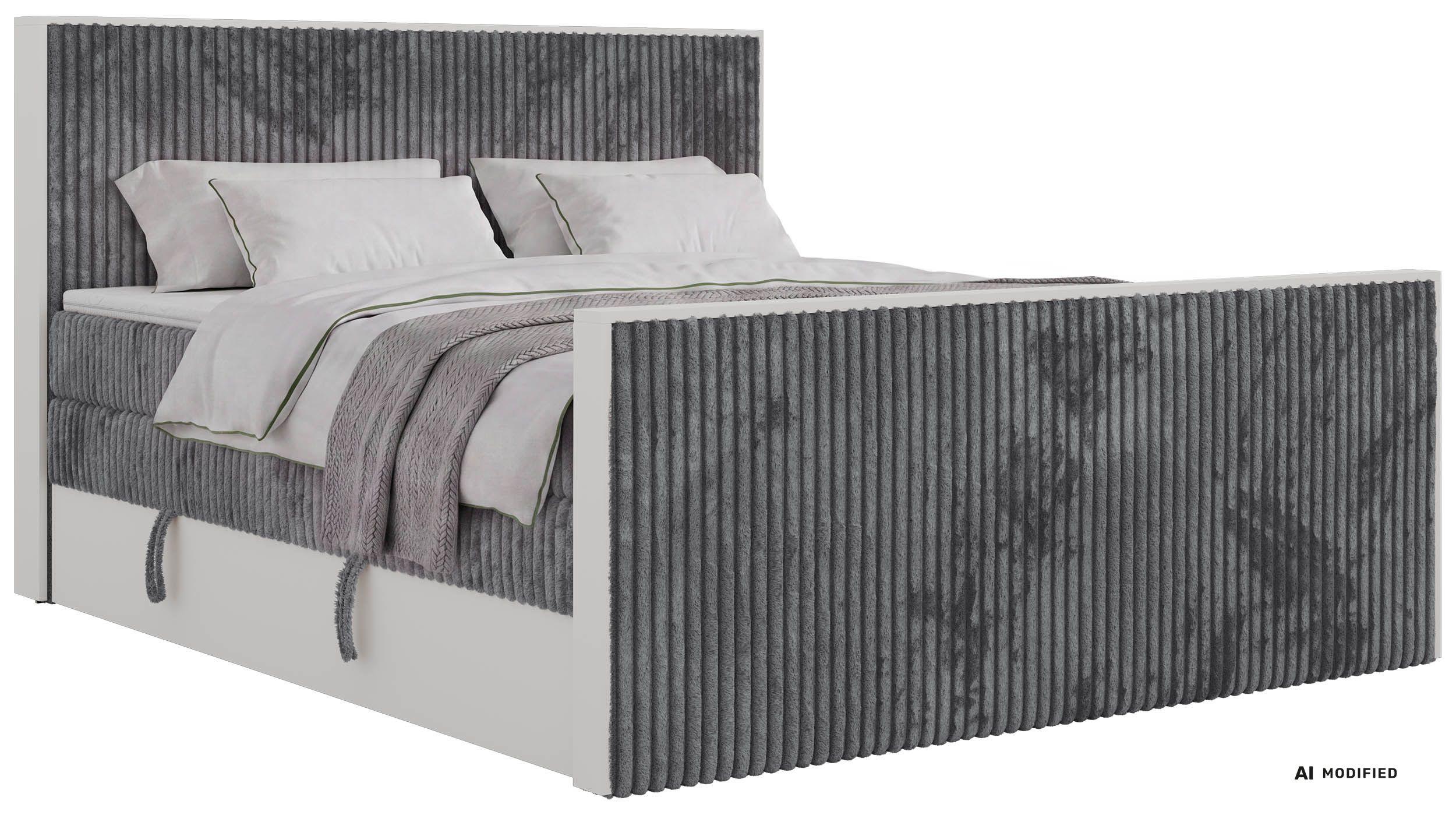 wohnli-moebel-suche-800001965220 Wohnli Möbelsuche - BOXSPRINGBETT TRAVIT KING DUO 160/200 - Grau Cord - Topper T25 - H3