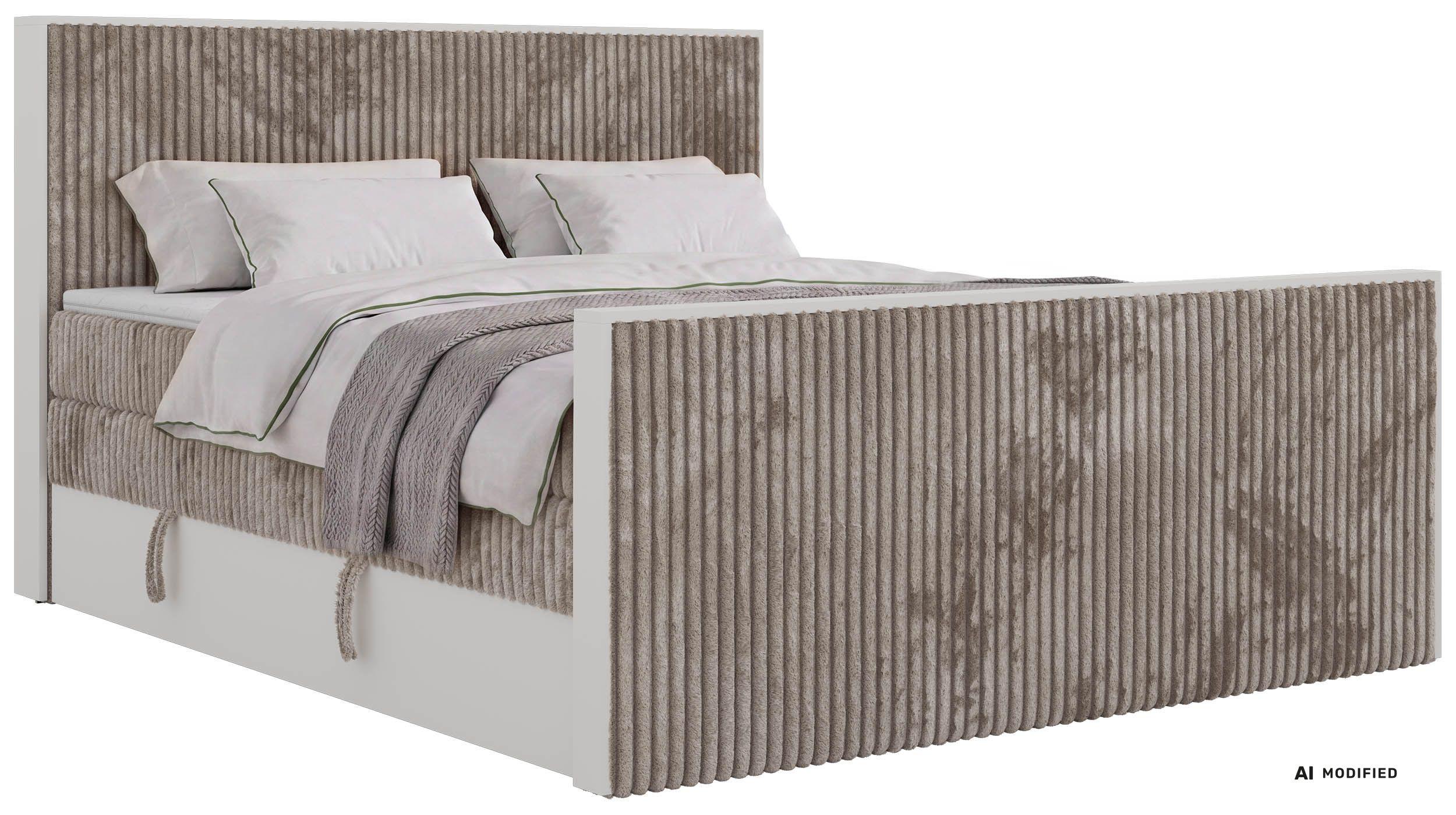 wohnli-moebel-suche-800001965228 Wohnli Möbelsuche - BOXSPRINGBETT TRAVIT KING DUO 160/200 - Hellbraun Cord - Topper T25 - H3