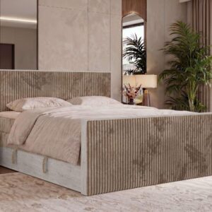 wohnli-moebel-suche-800001965618-1 BOXSPRINGBETT NORDIC KING DUO 140/200 - Braun Cord - Topper Visco - H4 Textil MKS Möbel > Betten > Boxspringbetten Braun