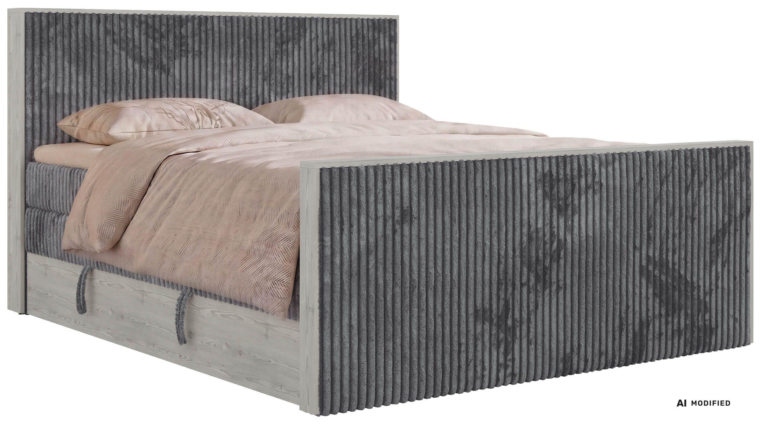 wohnli-moebel-suche-800001965625 Wohnli Möbelsuche - BOXSPRINGBETT NORDIC KING DUO 200/200 - Grau Cord - Topper Visco - H3