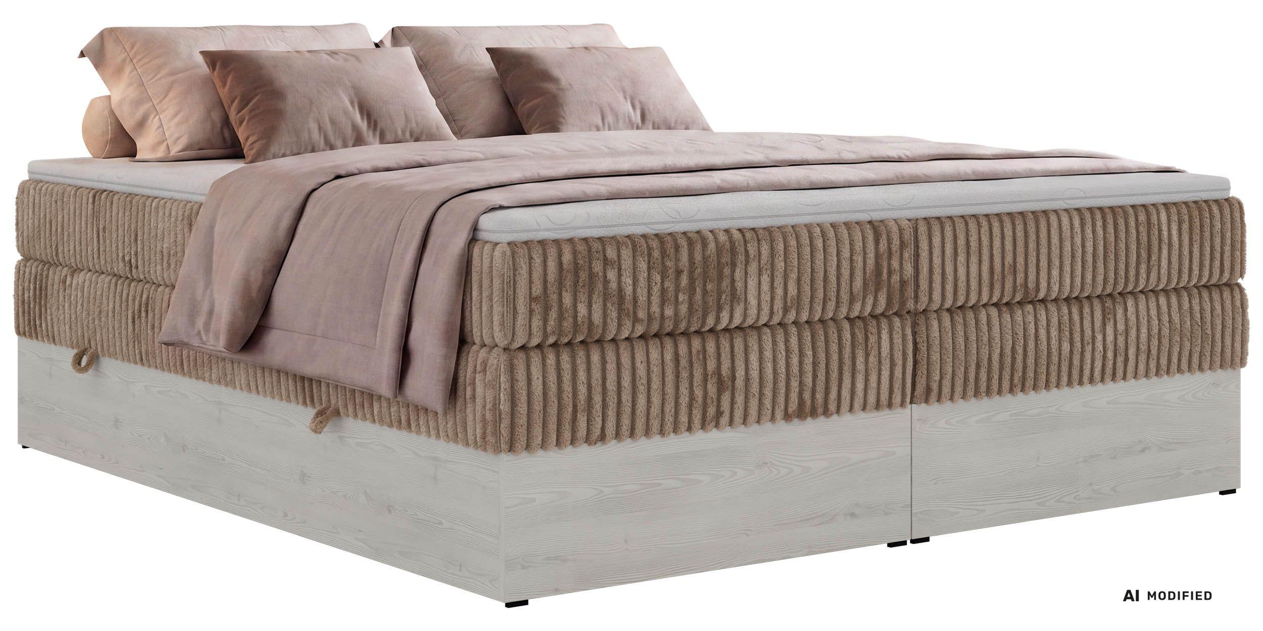 wohnli-moebel-suche-800001965649 Wohnli Möbelsuche - BOXSPRINGBETT NORDIC ZERO KING 160/200 - Braun Cord - Topper T25 - H3