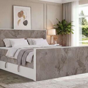 wohnli-moebel-suche-800001965735-1 BOXSPRINGBETT TRAVIT KING DUO 180/200 - Hellbraun Cord - Topper Visco - H4 Textil MKS Möbel > Betten > Boxspringbetten Braun