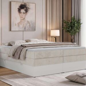 wohnli-moebel-suche-800001965760-1 BOXSPRINGBETT TRAVIT ZERO KING 160/200 - Beige Cord - Topper Visco - H3 Textil MKS Möbel > Betten > Boxspringbetten Beige