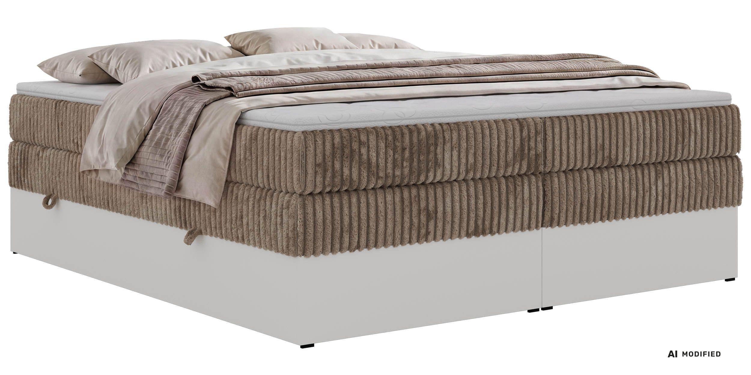 wohnli-moebel-suche-800001965774 Wohnli Möbelsuche - BOXSPRINGBETT TRAVIT ZERO KING 160/200 - Braun Cord - Topper Visco - H3