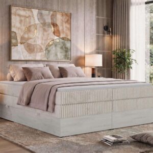 wohnli-moebel-suche-800001965775-1 BOXSPRINGBETT NORDIC ZERO KING 180/200 - Beige Cord - Topper Visco - H4 Textil MKS Möbel > Betten > Boxspringbetten Beige
