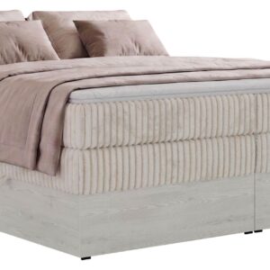 Wohnli Möbelsuche - BOXSPRINGBETT NORDIC ZERO KING 180/200 - Beige Cord - Topper Visco - H4