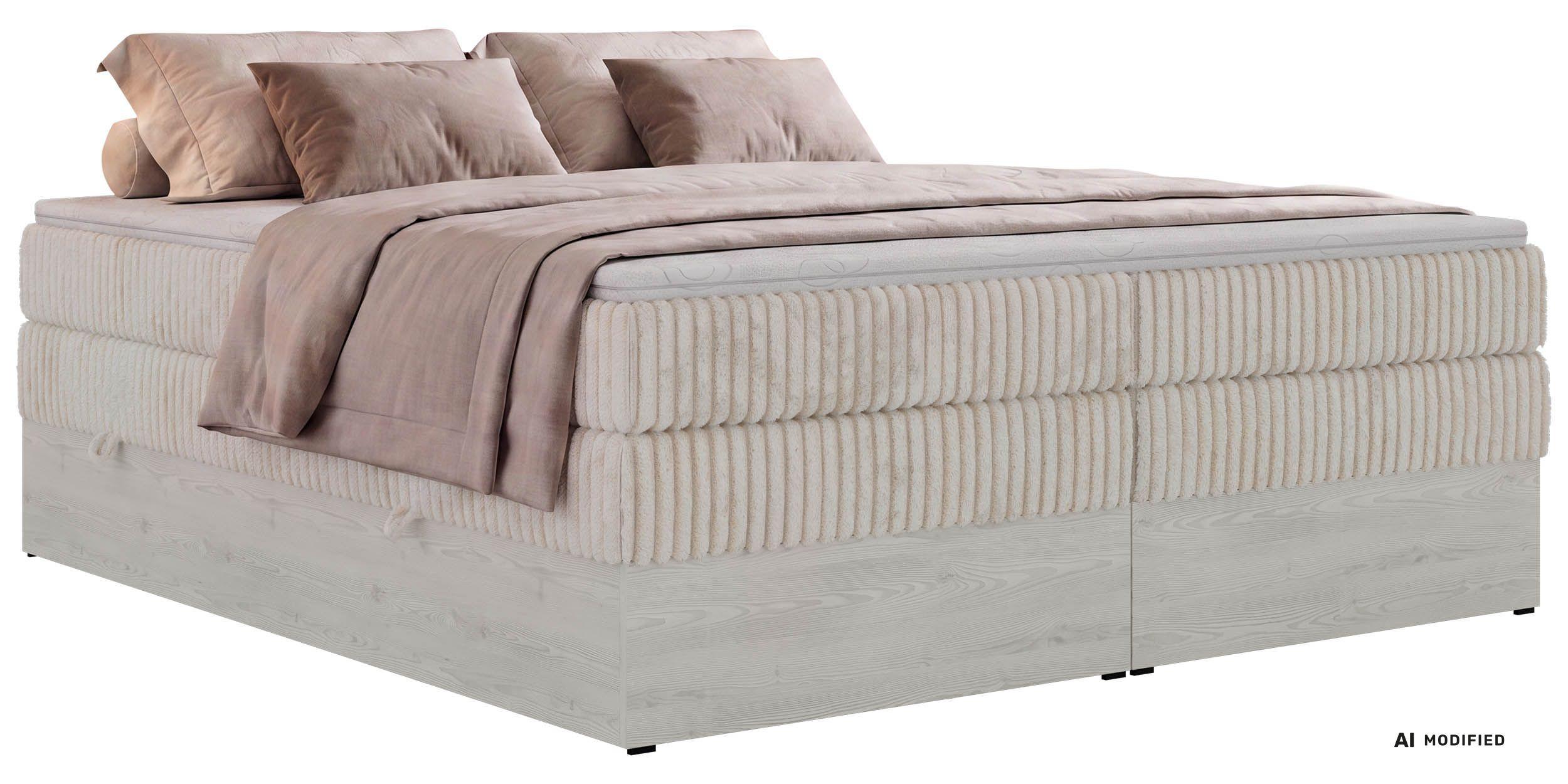 wohnli-moebel-suche-800001965775 Wohnli Möbelsuche - BOXSPRINGBETT NORDIC ZERO KING 180/200 - Beige Cord - Topper Visco - H4