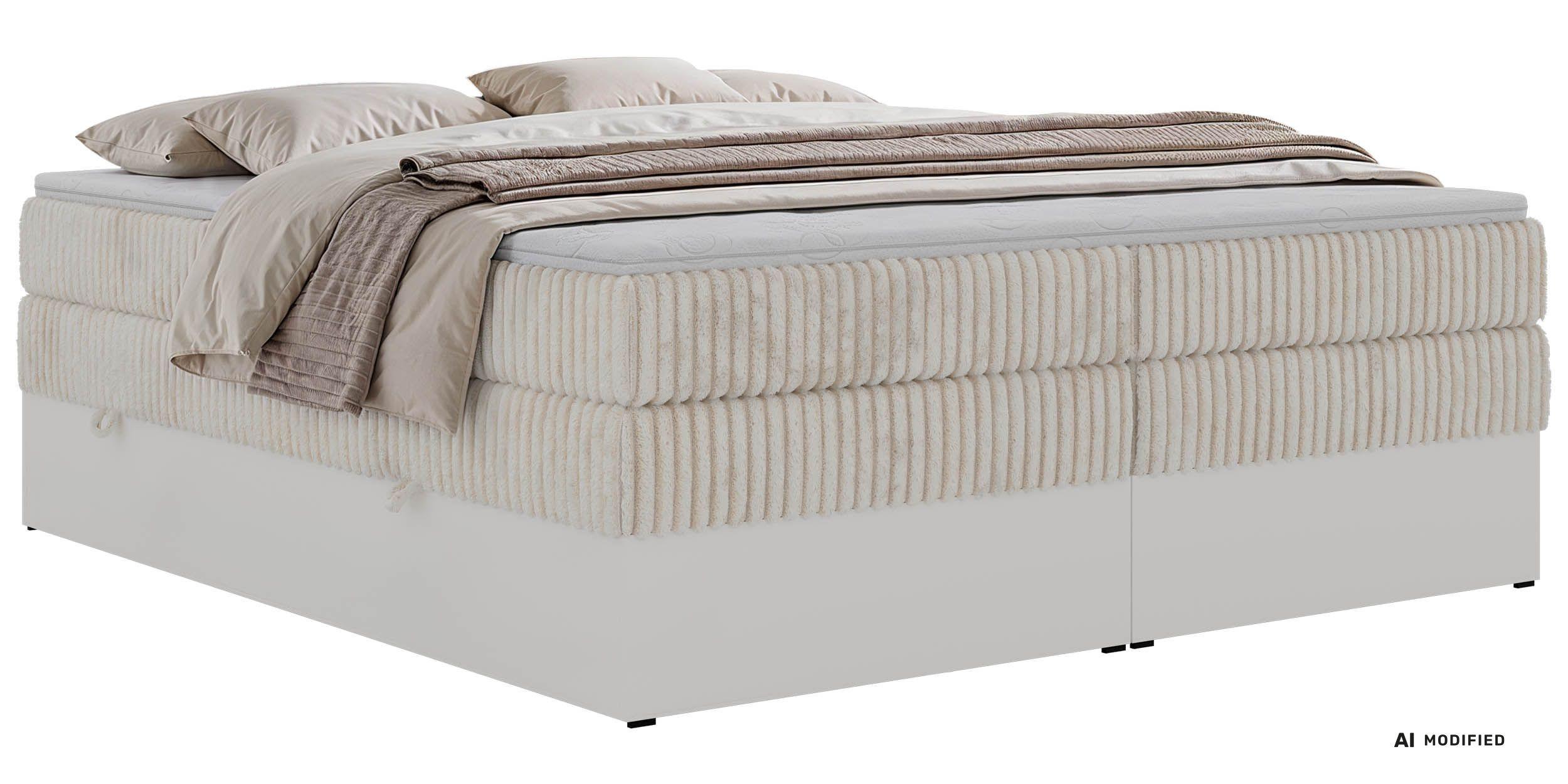 wohnli-moebel-suche-800001965778 Wohnli Möbelsuche - BOXSPRINGBETT TRAVIT ZERO KING 140/200 - Beige Cord - Topper Visco - H4