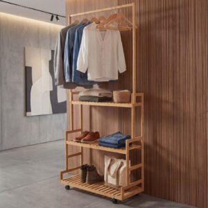 wohnli-moebel-suche-800001981913-1 STANDGARDEROBE Hellbraun Holz MCW Garderoben > Kleiderständer Braun