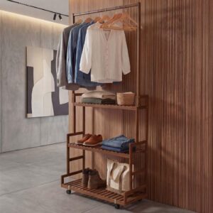 STANDGARDEROBE Braun Holz MCW Garderoben > Kleiderständer Braun