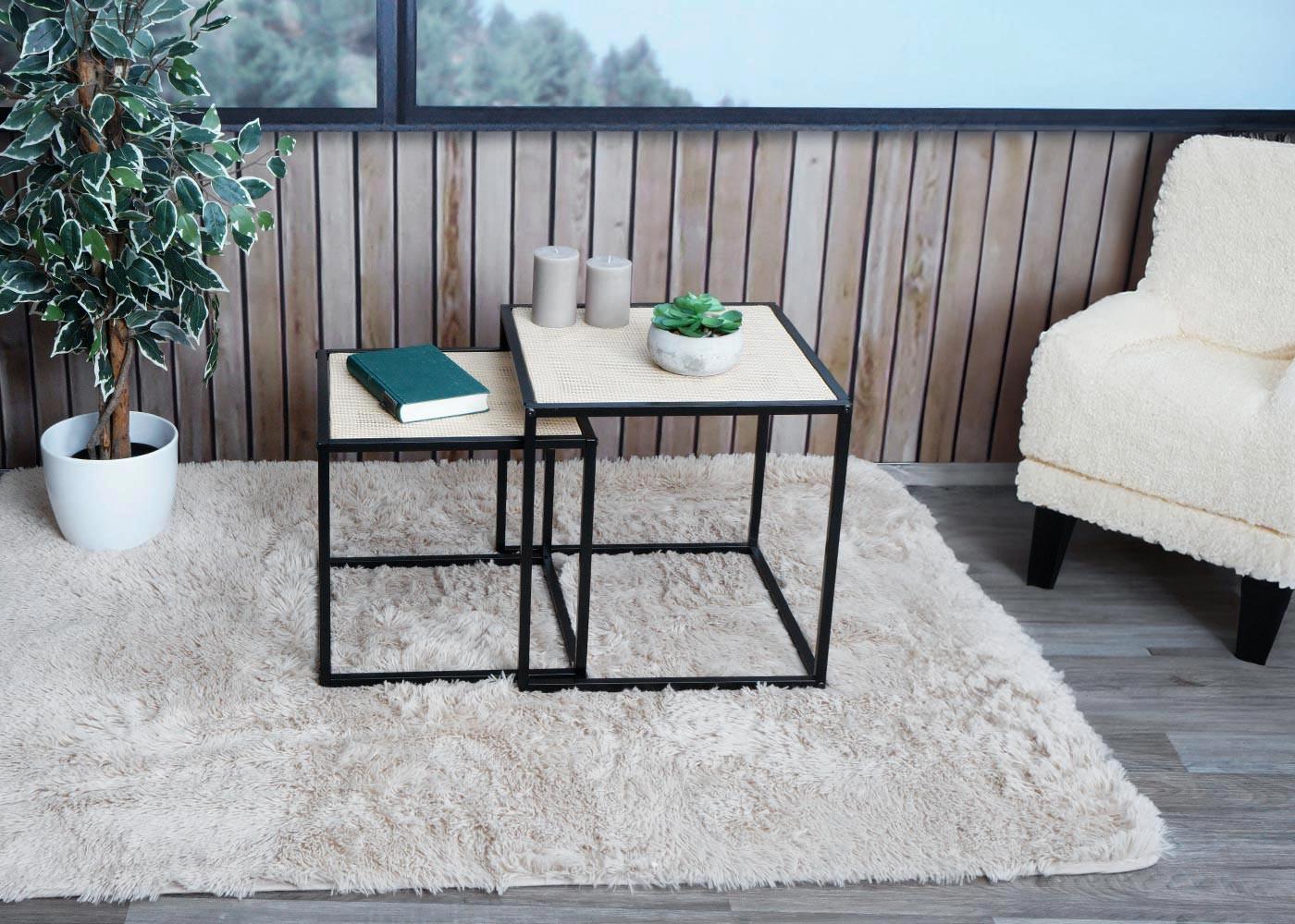 BEISTELLTISCH quadratisch Beige 2er-Set-Set Kunststoff MCW Möbel > Tische > Beistelltische Beige