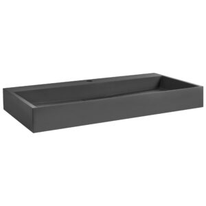 HÄNGEWASCHBECKEN Schwarz 90/46 cm Mineralguss Quenko Naturmaterialien Beliani Möbel > Schränke > Badezimmerschränke Schwarz