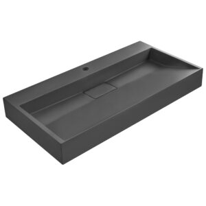 Wohnli Möbelsuche - HÄNGEWASCHBECKEN Schwarz 90/46 cm Mineralguss Quenko