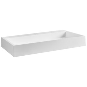 wohnli-moebel-suche-800001983098-1 HÄNGEWASCHBECKEN Weiß 80/46 cm Mineralguss Quenko Naturmaterialien Beliani Möbel > Schränke > Badezimmerschränke Weiß