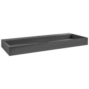 wohnli-moebel-suche-800001983100-1 HÄNGEWASCHBECKEN Schwarz 120/46 cm Mineralguss Quenko Naturmaterialien Beliani Möbel > Schränke > Badezimmerschränke Schwarz