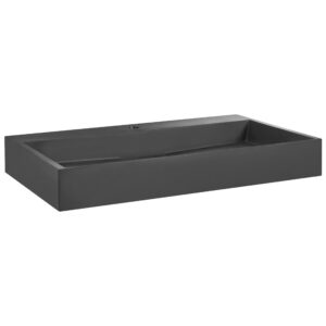 HÄNGEWASCHBECKEN Schwarz 80/46 cm Mineralguss Quenko Naturmaterialien Beliani Möbel > Schränke > Badezimmerschränke Schwarz