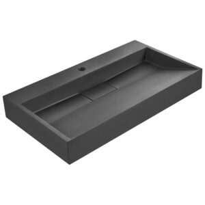 Wohnli Möbelsuche - HÄNGEWASCHBECKEN Schwarz 80/46 cm Mineralguss Quenko