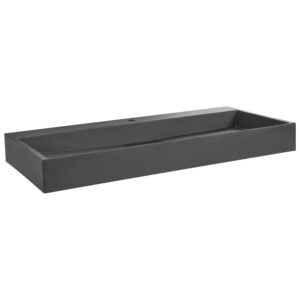 wohnli-moebel-suche-800001983119-1 HÄNGEWASCHBECKEN Schwarz 100/46 cm Mineralguss Quenko Naturmaterialien Beliani Möbel > Schränke > Badezimmerschränke Schwarz