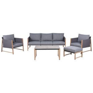 wohnli-moebel-suche-800001983123 Wohnli Möbelsuche - LOUNGE-SET mit Tisch und Ottomane 5-Sitzer Metall Grau Nola