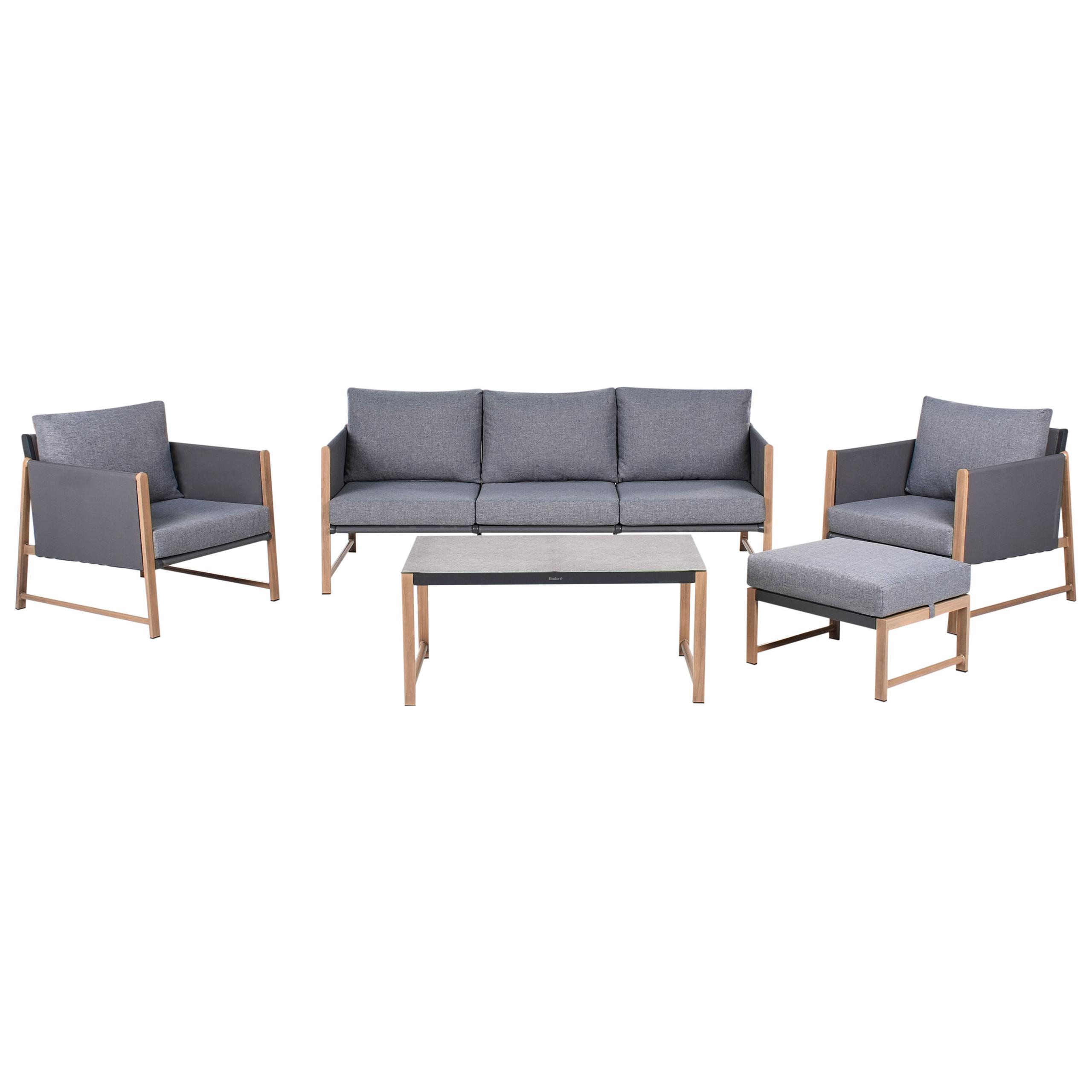 wohnli-moebel-suche-800001983123 Wohnli Möbelsuche - LOUNGE-SET mit Tisch und Ottomane 5-Sitzer Metall Grau Nola