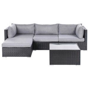 wohnli-moebel-suche-800001983125 Wohnli Möbelsuche - GARTEN-ECKSOFA mit Tisch 4-Sitzer Polyrattan rechtsseitig Schwarz Sano