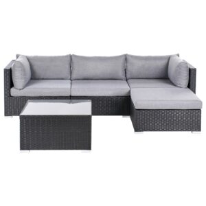wohnli-moebel-suche-800001983126 Wohnli Möbelsuche - GARTEN-ECKSOFA mit Tisch 4-Sitzer Polyrattan linksseitig Schwarz Sano