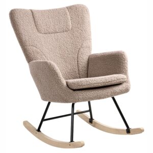 wohnli-moebel-suche-800001983184-1 SCHAUKELSESSEL Bouclé Taupe Sandve Textil Beliani Möbel > Sessel > Relaxsessel Braun
