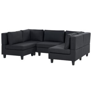 wohnli-moebel-suche-800001983231-1 5-SITZER-MODULSOFA U-förmiges Schwarz Stoff Unstad Textil Beliani Möbel > Sofas & Couches > Wohnlandschaften > Wohnlandschaften U-Form Schwarz