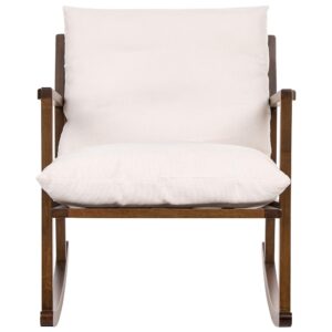SCHAUKELSESSEL Holz Braun/Hellbeige Kjevik Textil Beliani Möbel > Sessel > Relaxsessel Beige