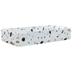 wohnli-moebel-suche-800001983237-1 AUFSATZWASCHBECKEN Terrazzo Weiß 61/35 cm Keramik Nules Keramik Beliani Möbel > Schränke > Badezimmerschränke Weiß