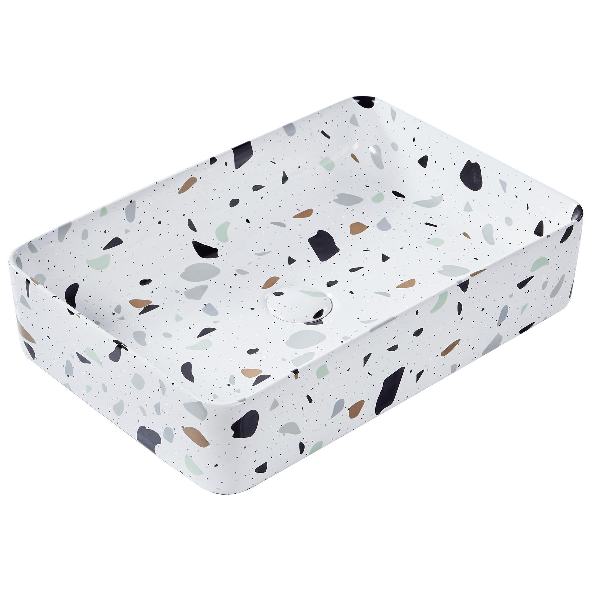 wohnli-moebel-suche-800001983237 Wohnli Möbelsuche - AUFSATZWASCHBECKEN Terrazzo Weiß 61/35 cm Keramik Nules