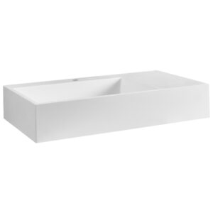 HÄNGEWASCHBECKEN Weiß 75/43 cm Mineralguss Cusco Naturmaterialien Beliani Möbel > Schränke > Badezimmerschränke Weiß
