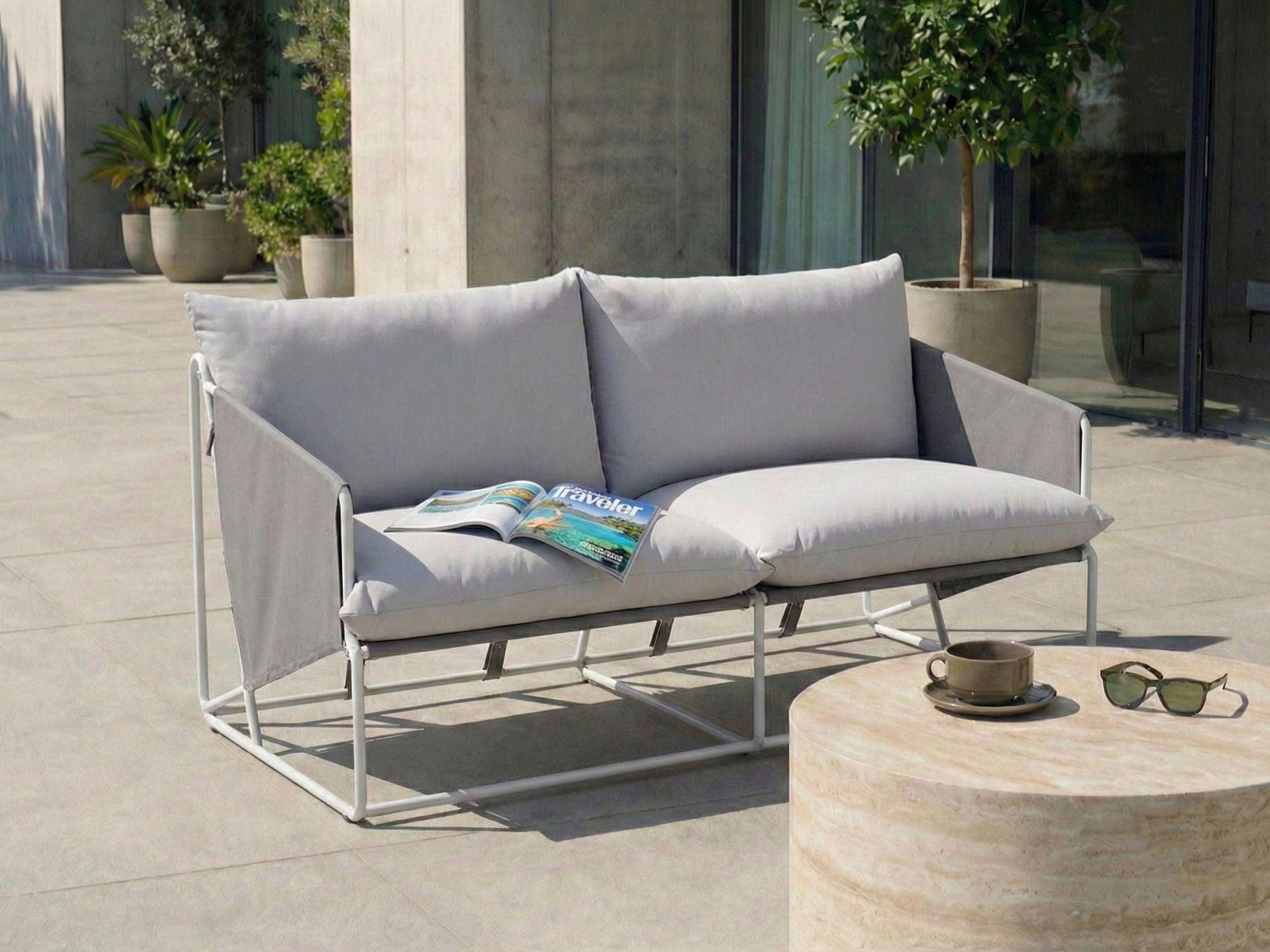 GARTENSOFA 2-Sitzer Metall Grau Ponte Metall Beliani Garten & Outdoor > Gartenmöbel Grau