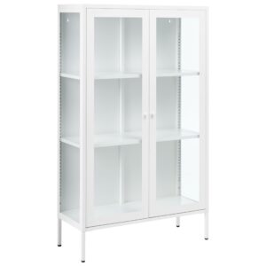 Wohnli Möbelsuche - VITRINE mit Glastüren Metall 90 cm Weiß Nash