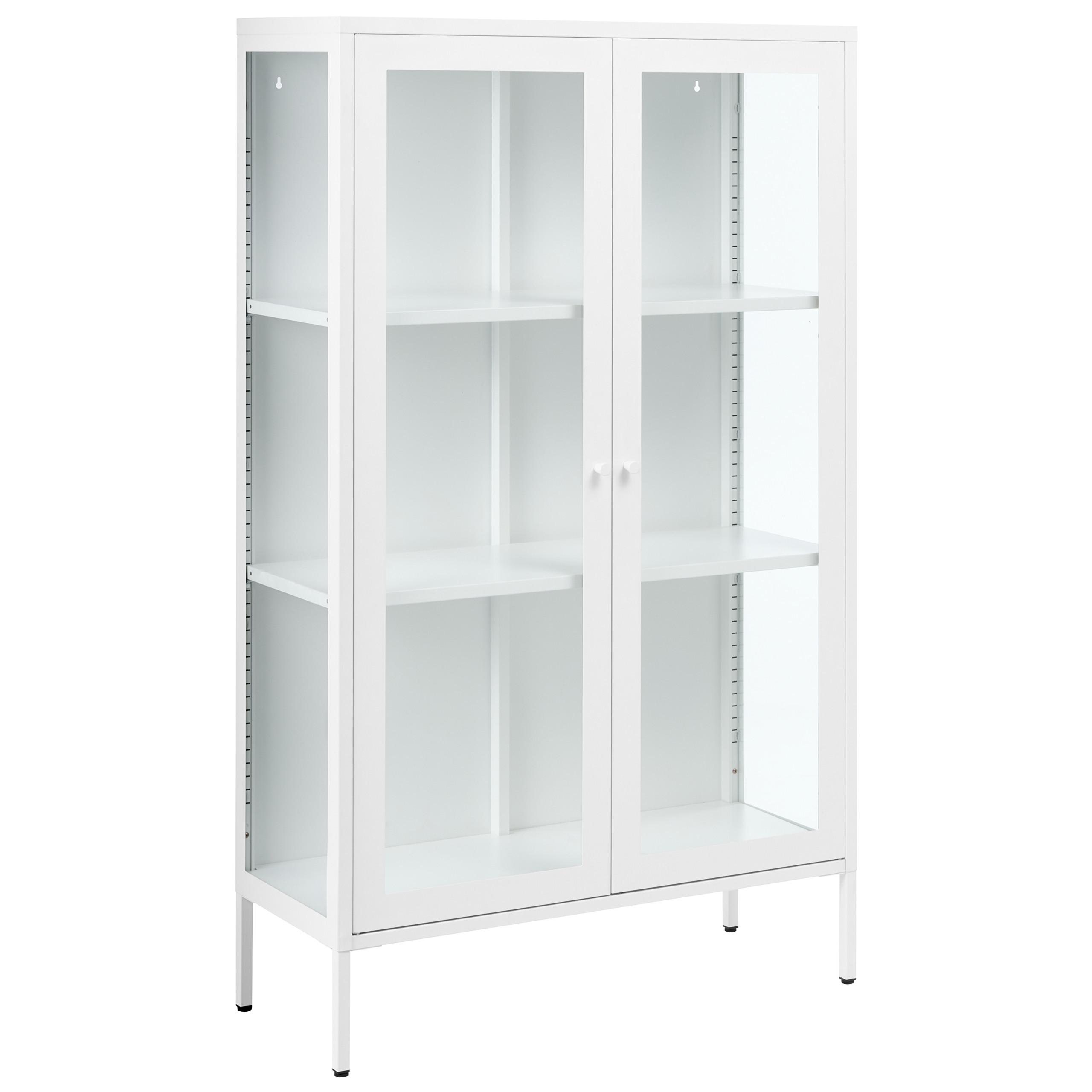 wohnli-moebel-suche-800001983463 Wohnli Möbelsuche - VITRINE mit Glastüren Metall 90 cm Weiß Nash