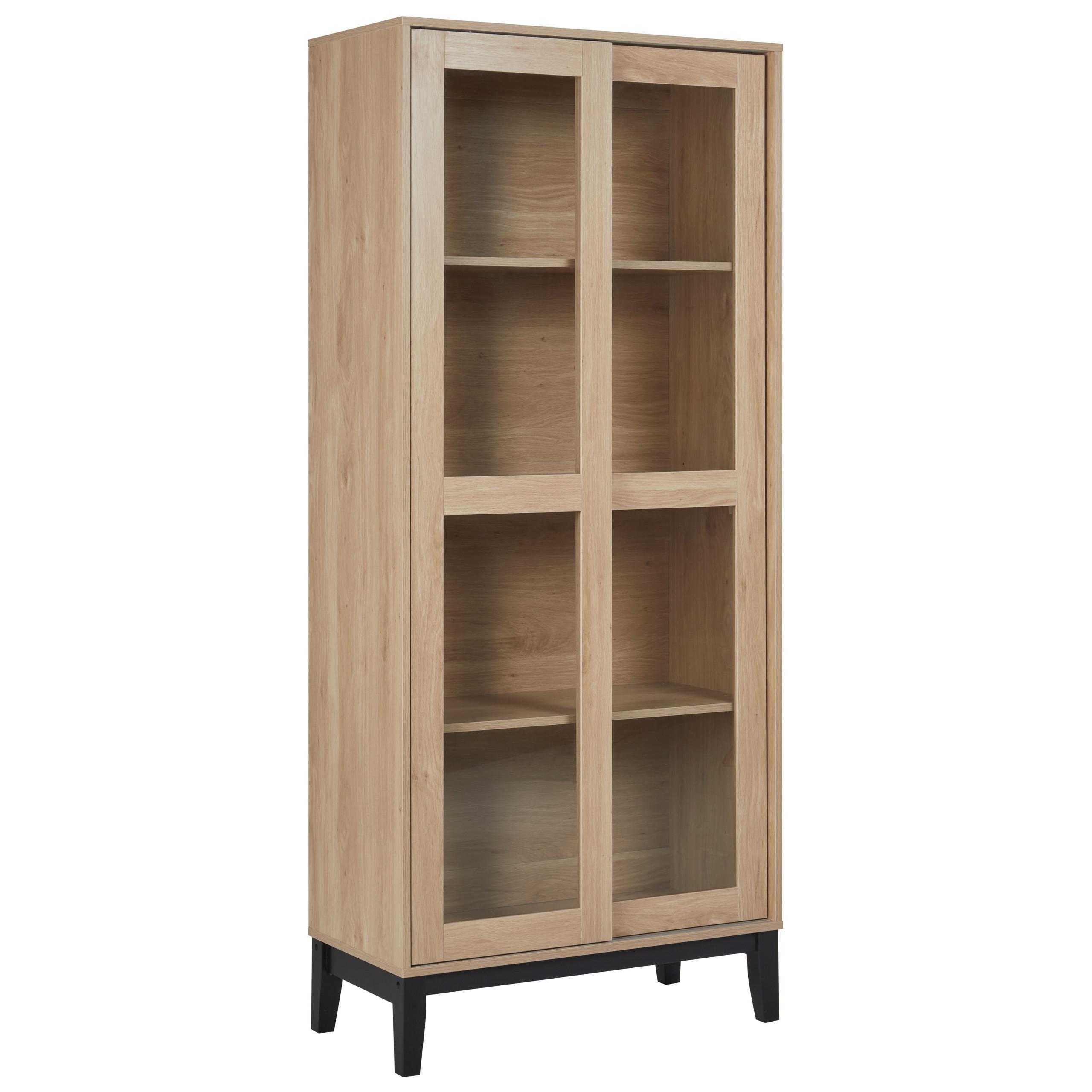 wohnli-moebel-suche-800001983467 Wohnli Möbelsuche - VITRINE mit Glastüren 80 cm Hellbraun Rumson