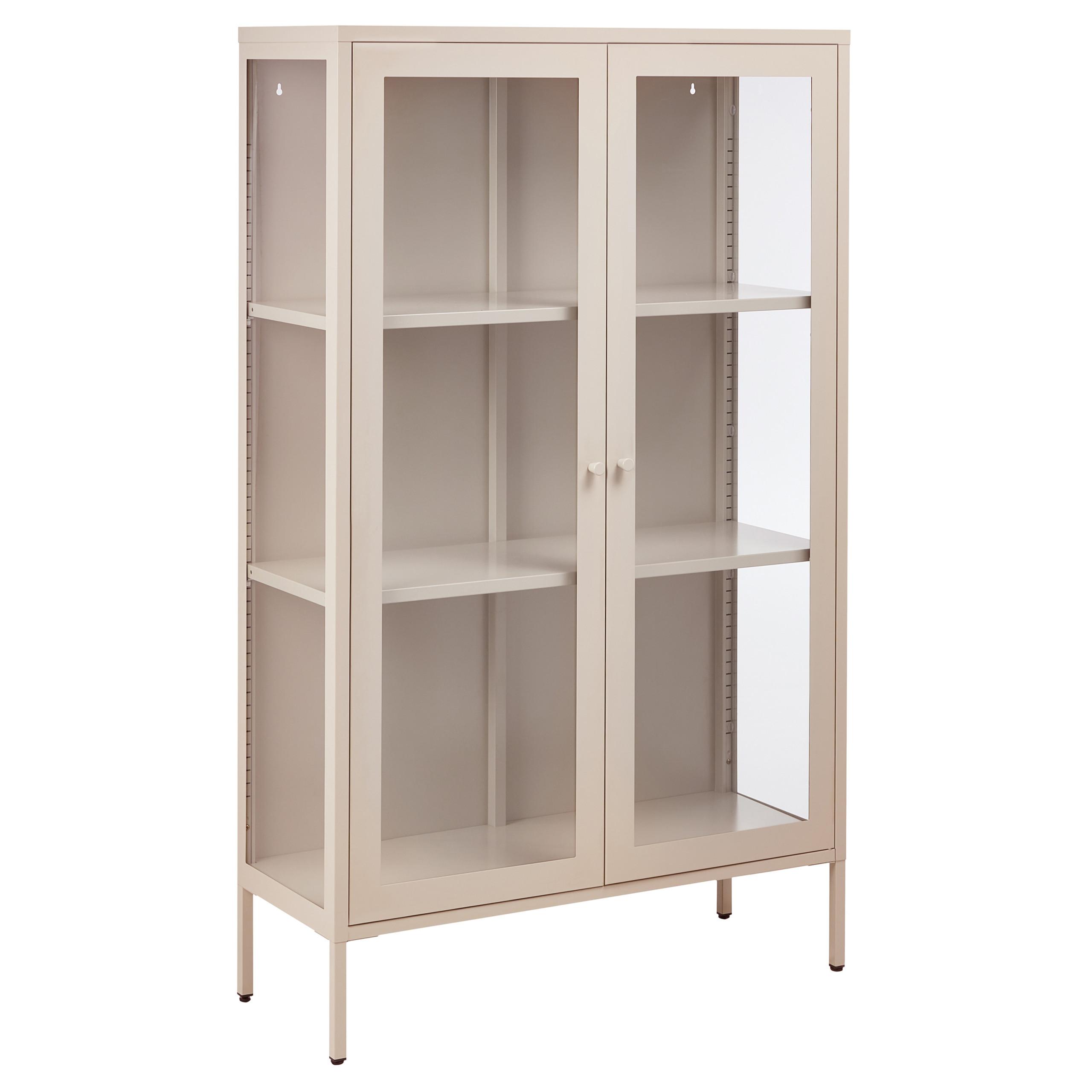 wohnli-moebel-suche-800001983478 Wohnli Möbelsuche - VITRINE mit Glastüren Metall 90 cm Beige Nash