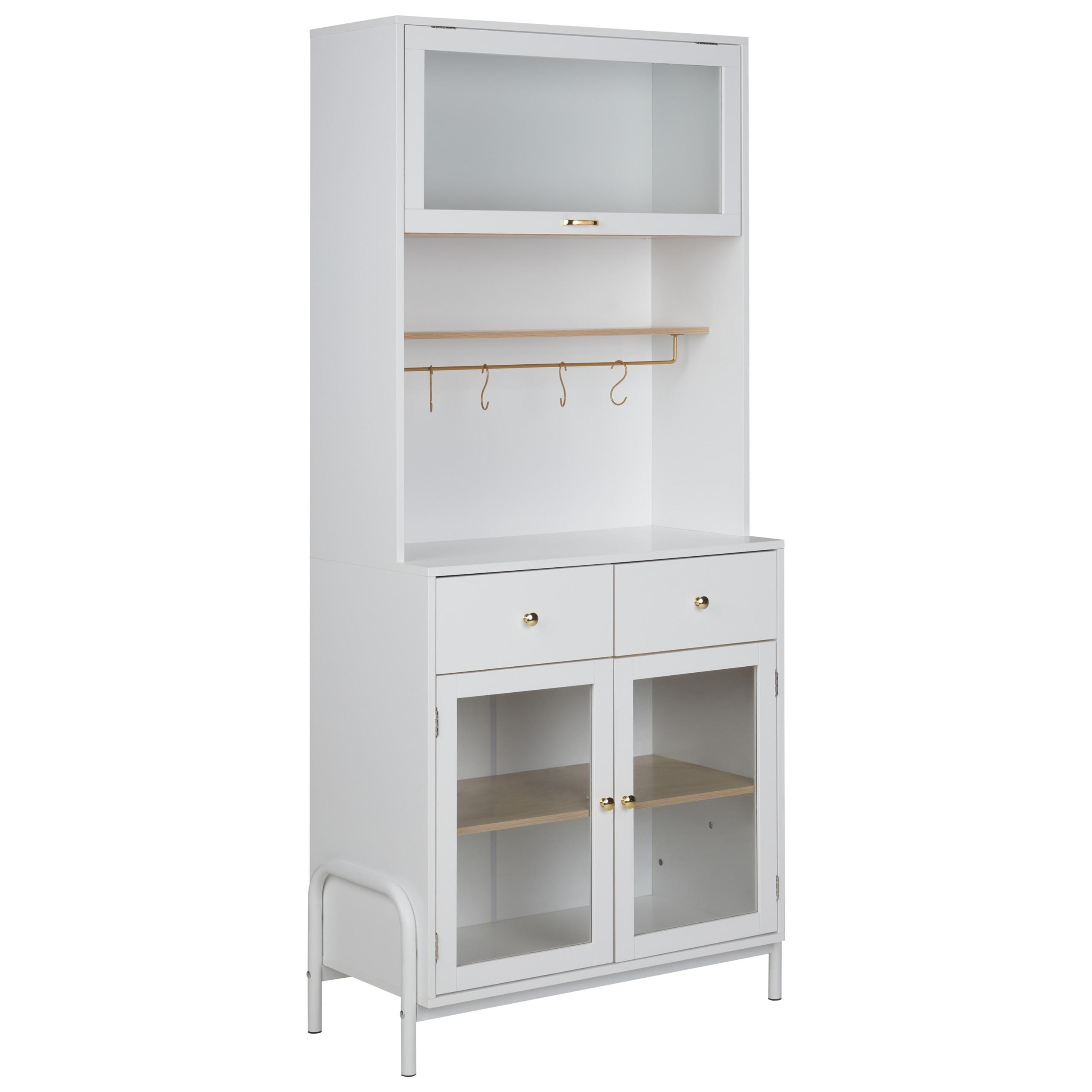 wohnli-moebel-suche-800001983484 Wohnli Möbelsuche - VITRINE mit Glastüren 82 cm Weiß Parlin