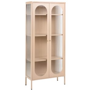 wohnli-moebel-suche-800001983485 Wohnli Möbelsuche - VITRINE mit Glastüren Metall 80 cm Beige Foxton