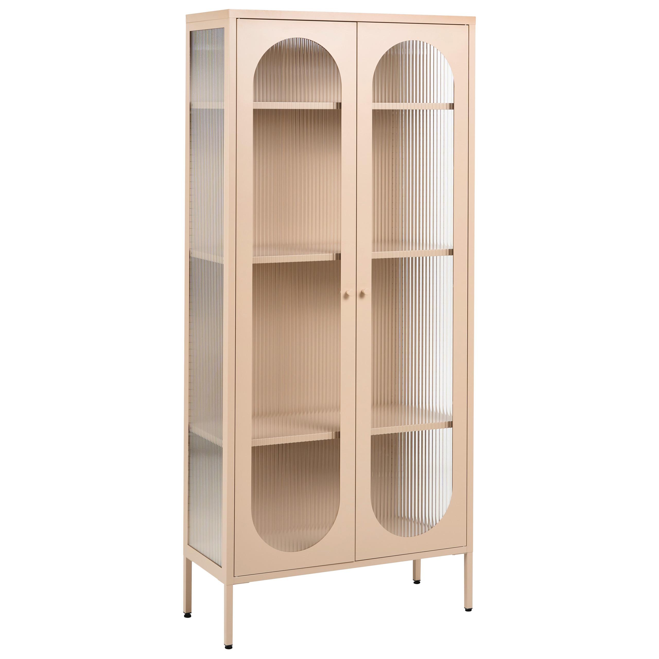 wohnli-moebel-suche-800001983485 Wohnli Möbelsuche - VITRINE mit Glastüren Metall 80 cm Beige Foxton