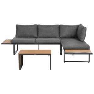 Wohnli Möbelsuche - GARTEN-ECKSOFA mit Tisch 4-Sitzer linksseitig Hellbraun/Grau Pienza