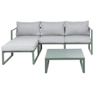 Wohnli Möbelsuche - GARTEN-ECKSOFA mit Tisch 3-Sitzer Metall Grün Olang
