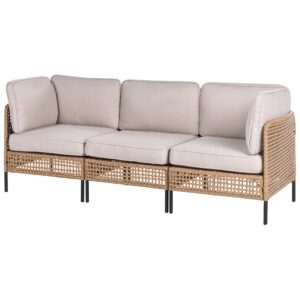 wohnli-moebel-suche-800001983623-1 LOUNGE-SET mit Tisch 6-Sitzer modular Polyrattan Hellbeige Omegana Kunststoff Beliani Garten & Outdoor > Gartenmöbel > Gartenmöbel-Sets Beige