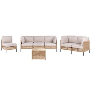 wohnli-moebel-suche-800001983623 Wohnli Möbelsuche - LOUNGE-SET mit Tisch 6-Sitzer modular Polyrattan Hellbeige Omegana