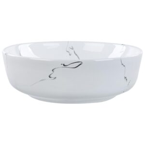 wohnli-moebel-suche-800001983667-1 AUFSATZWASCHBECKEN Weißer Marmor 42 cm Keramik Hopi Keramik Beliani Möbel > Schränke > Badezimmerschränke Weiß