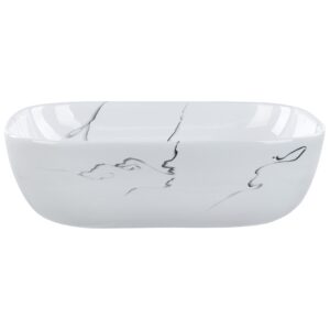 AUFSATZWASCHBECKEN Weißer Marmor 47/34 cm Keramik Hopi Keramik Beliani Möbel > Schränke > Badezimmerschränke Weiß