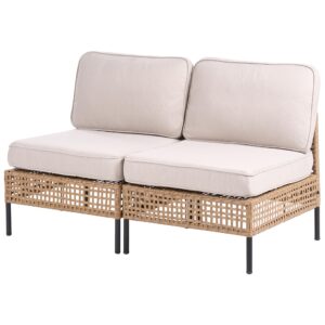 wohnli-moebel-suche-800001983691-1 GARTENSOFA 2-Sitzer ohne Armlehnen Polyrattan Hellbeige Omegana Kunststoff Beliani Garten & Outdoor > Gartenmöbel Beige
