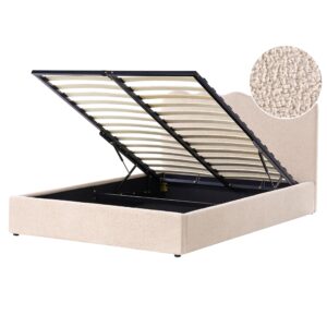 wohnli-moebel-suche-800001983759 Wohnli Möbelsuche - BETT mit Stauraum 160/200 Bouclé Beige Nanterre